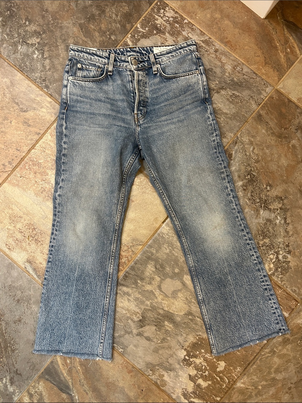 rag & bone Light Blue Cropped Flare Jeans